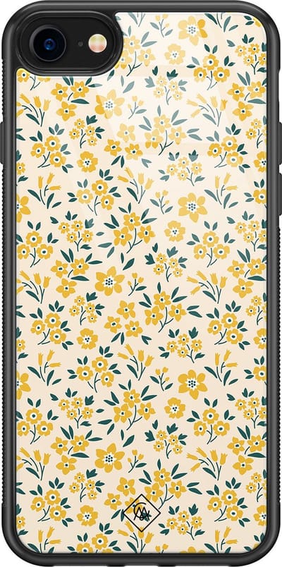 Casimoda® hoesje - Geschikt voor iPhone 8 - Yellow Garden - Luxe Hard Case Zwart - Backcover telefoonhoesje - Geel