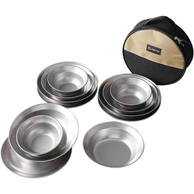 Camping Servies Sets Herbruikbare Roestvrijstalen Borden en Kommen voor Buiten Kamperen Wandelen 12pcs