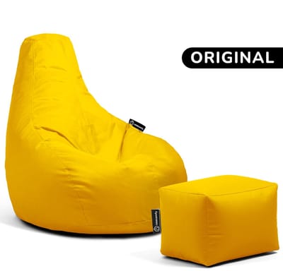 Casacomfy Premium Original - Complete Zitzak Set met Voetenbankje - Voor Volwassenen & Kinderen - Inclusief 200L Vulling - Geel