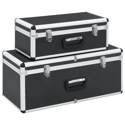 Ensemble de boîtes de rangement 2 pièces Aluminium Noir