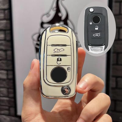 3 Knoppen Zachte TPU Sleutelhoes Cover Voor Fiat Cronos Egea 500X Toro Tipo Voor Dodge Neon Keyless Afstandsbediening Shell Skin Houder Beschermer gray