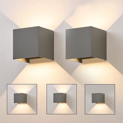 NETTLIFE Wandlamp LED - 2 stuks - 5W - grijs - moderne - warm wit 3000K - IP65 waterdichte - voor binnen en buiten - voor trap | hal | gang