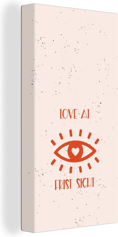 Canvas Schilderij Quotes - Romantisch - Stel - Love at first sight - Spreuken - 20x40 cm - Wanddecoratie