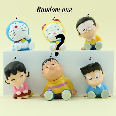 6 pièces/set Kawaii Doraemon Dessin Animé Ornements de Bureau Anime Figurine d'Action Mignonne Modèle de Décoration Poupée Cadeaux d'Anniversaire Filles Garçons beige
