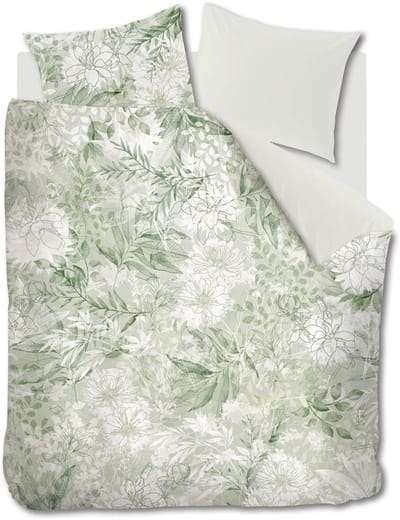 Rivièra Maison - Lilium dekbedovertrek - Tweepersoons - 200x200/220 cm - Grijsgroen
