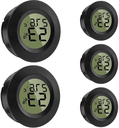 Digitale Hygrometer en Thermometer voor Binnengebruik - Mini Temperatuur en Vochtigheid Meter voor Kassen, Terrariums en Humidors (Set van 5)