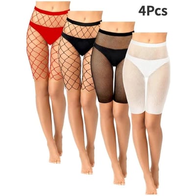 S/Set Visnet Shorts Hoge Taille Mesh Korte Leggings Doorzichtig Panty Kledingstuk Korte Panty Ondergoed Voor Vrouwen Dames brown