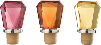 J-Line decoratie flessenstop Geometrisch - glas - mix - 3 stuks