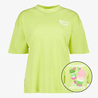 TwoDay dames T-shirt met matcha backprint groen - Maat L