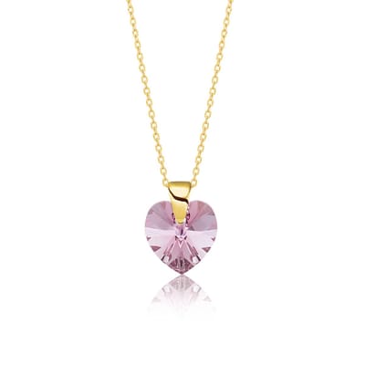 Montebello Ketting Amy HZ78 - Swarovski Hart - 925 Zilver Verguld - Ø10mm - 45cm