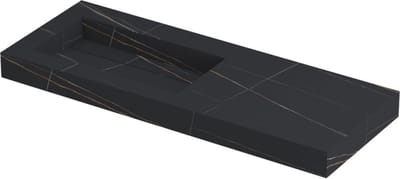INK Pitch wastafel in keramische slab wasbak links met drain en front en side skirts zonder kraangat 120x45x9cm, lauren black mat