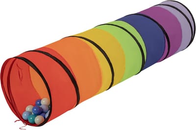 Selonis Jongens En Meisjes Speeltunnel met 100 ballen - Opvouwbaar Ontwerp Met Draagtas Van Polyester 46x170 cm - Maakt Kruipen Leuk En Ondersteunt Motorische Ontwikkeling - Meerkleurig:Mint/Babyblauw/Turkoois/Blauw