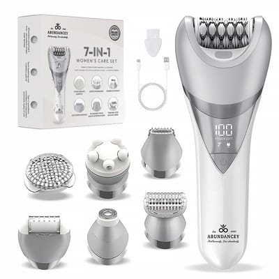 Ladyshave Dames 7-in-1 – Epilator, Epileerapparaat & Bikinitrimmer – Scheerapparaat Vrouw voor Gezicht, Benen & Oksels – Oplaadbaar & Waterdicht – ABUNDANCEY