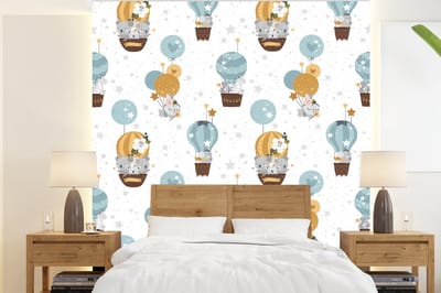 Behang - Fotobehang Jongens - Patronen - Luchtballon - Kinderen - Breedte 220 cm x hoogte 240 cm