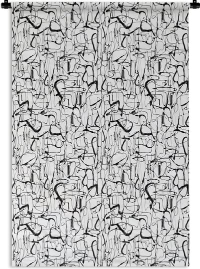 Wandkleed - Wanddoek - Line Art - Abstract - Patronen - Zwart Wit - 120x180 cm - Wandtapijt