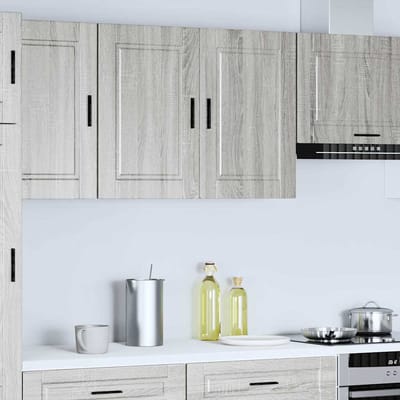 vidaXL - Keukenbovenkast - Porto - bewerkt - hout - grijs - sonoma - eiken