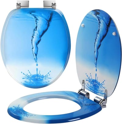 Toiletbril met opdruk - WC-bril deksel - Badkamer decoratie - Zeefdruk design - 43.5 x 37.5 cm - Wervels