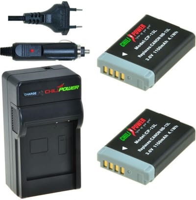 2 x NB-13L accu's voor Canon - inclusief oplader en autolader - Origineel ChiliPower