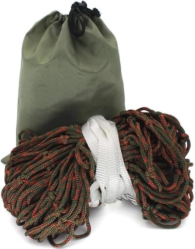 Hangmat Camouflage - Net Swing Hangmat - Buiten Ontspannen - Handgeweven Mesh Ontwerp - 260 x 100 cm - Rood