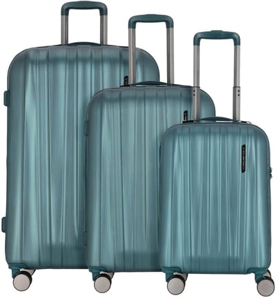 Polestream Moonrock 4 wielen Kofferset 3-delig met uitbreidingsplooi - Harde bagage - TSA slot - deepsea green brushed