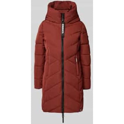 Regular fit gewatteerde lange jas met logoprint, model 'Darka'