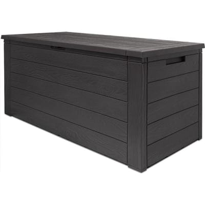 Woody Tuin Opbergbox - 324 liter 45x120x60 cm - Tuinkussenbox - Antraciet/bruin