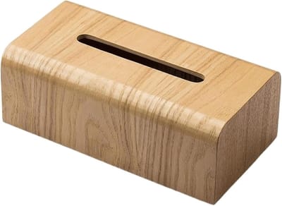 Tissuehouder Hout - Papieren Doos - Desktop Decoratie - Afgeronde Hoeken - 26.5 cm Lengte - Houtkleur
