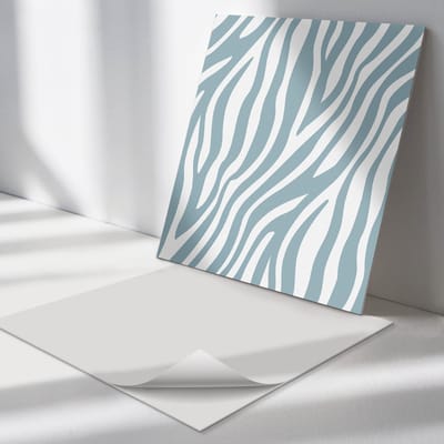 Wallfluent Vinyl Tegels - Zebra-Achtig Patroon Vinyl Tegels Zelfklevend - 30 cm x 30 cm - Turkoois PVC Tegels - Verpakking van 9 stuks - Vierkant PVC Tegels - Texturen Plaktegels - Zelfklevende Vinyltegels - Plaktegels Keuken en Badkamer