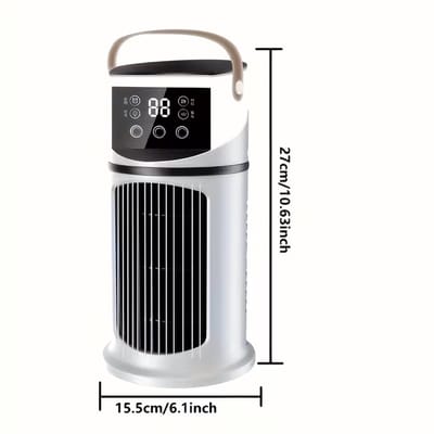 Mini aircooler - 6 snelheden, USB, watertank, timer, luchtkoeler voor bureau slaapkamer en thuiswerkplek - Wit