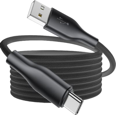 USB A naar USB C Kabel 3 Meter - Stevig Nylon - Zwart