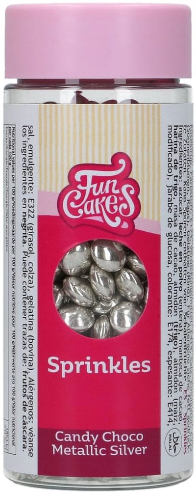 FunCakes Suikerdecoraties - Choco Dragees - Metallic Zilver - 80g - Eetbare Taartdecoratie