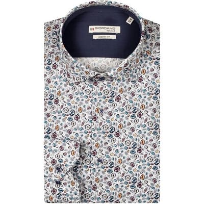 Giordano Overhemd Maggiore Satin Stretch Bold Mini Flowers Lichtblauw-Multi / male