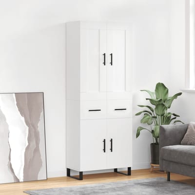 vidaXL - Hoge - kast - 69,5x34x180 - cm - bewerkt - hout - wit