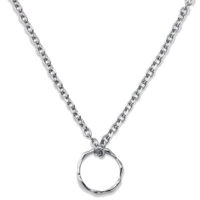 Molten | 4 mm zilverkleurige roestvrijstalen ketting met golvende ringhanger