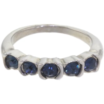 Behave – ring – Donkerblauw – Zilverkleur – Klassiek design – Kristalaccenten