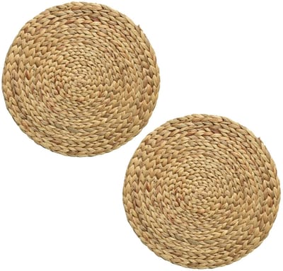Decoris Placemat - 2x - naturel bruin - D35 cm - rotan gevlochten - rond - onderlegger - tafeldecoratie