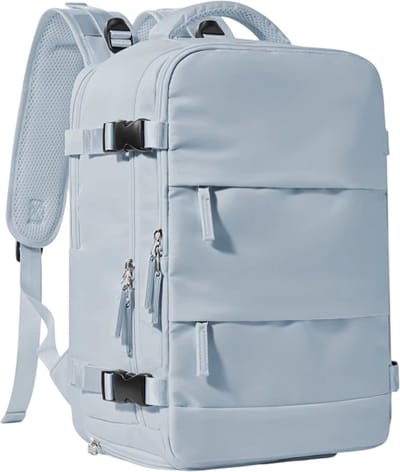 Reisrugzak voor Dames en Heren – Handbagage Rugzak Vliegtuig Goedgekeurd, Laptoprugzak 15,6 Inch, Waterdichte Backpack, Travel Rugzak, Rugtas met Meerdere Vakken voor Reizen, Werk, School en Dagelijks Gebruik - Lichtblauw