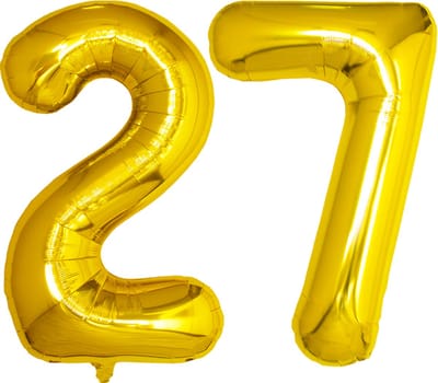 Folie Ballon Cijfer 27 Jaar Goud Verjaardag Versiering Helium Cijfer Ballonnen Feest versiering Met Rietje - 86Cm