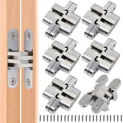 Dailygoods- Verborgen Scharnieren 180 Graden - Zinklegering - Onzichtbaar - Voor Meubilair - Voor Keukenkastjes - Hoogwaardig Koudgewalst Staal - Inclusief 6x Schroeven - Scharnier