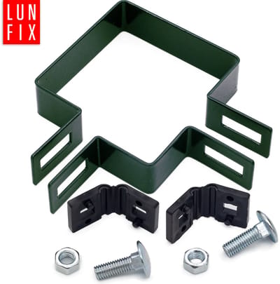 LUN FIX - Eckschelle 90 graden - 80 x 80 mm - groene - zaunschelle - gitterstabmattenzaun