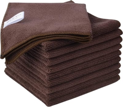 Herbruikbare Microvezeldoeken, Super Absorberend en Pluisvrij, Ideaal voor Huishouden, Keuken en Auto, 32 x 32 cm, Set van 10, Bruin