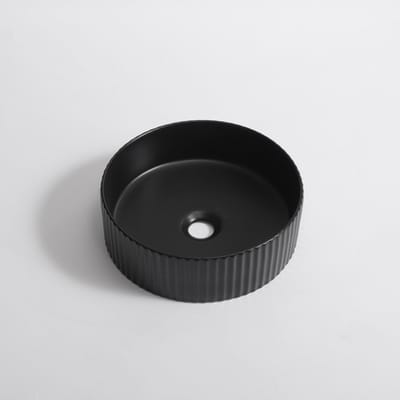 FugaFlow Efficiente Arredo waskom - 36x36x12.5 - geribbeld - rond - keramiek - zwart mat