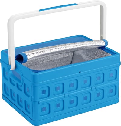 Sunware Square Vouwkrat 24L - Met handgreep en koeltas - Blauw
