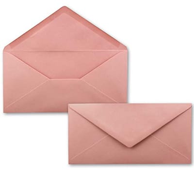 Oudroze Enveloppen DIN Lang - 50 Stuks, Natte Plakrand zonder Venster, Perfect voor Uitnodigingen