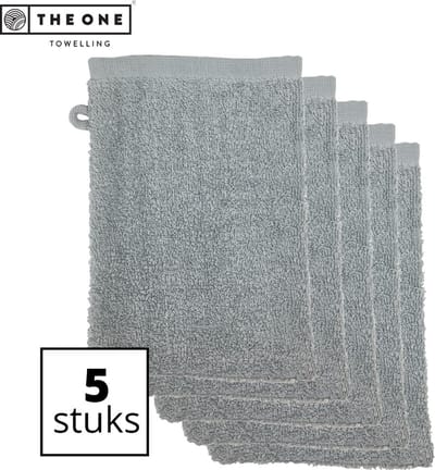 The One Towelling Washandjes - 16 x 21 cm - 5 Stuks - Washanden - Voordeelverpakking - 100% Katoen - Lichtgrijs