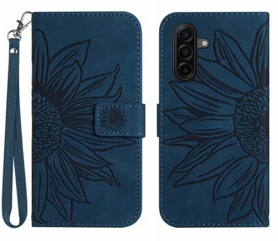 Coverup Hoesje - Geschikt voor Samsung Galaxy A57 Hoesje - Coverup Zonnebloem Book Case met Koord - Blauw