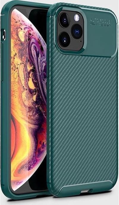 MM&A Carbon Fiber TPU Back Cover Case Hoesje geschikt voor Apple iPhone 11 Pro – Zachte Plastic - Siliconen – Geborsteld – Soft Case - Flexibel – Groen