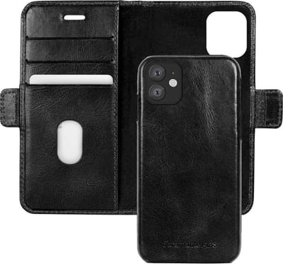 Bookcase hoesje geschikt geschikt voor iPhone 11 - dbramante1928 - Effen Zwart - Leer