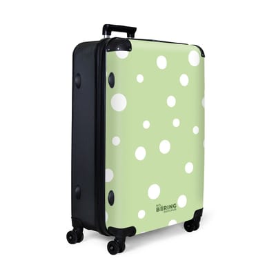 NoBoringSuitcases.com® - Koffer groot - Reiskoffer lichtgewicht - Groene achtergrond met witte stippen - Rolkoffer met 4 wielen - Grote trolley XL - 98 liter bagage