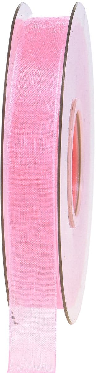 Organzalint cadeaulint roze lint zelfkant 15mm 50m